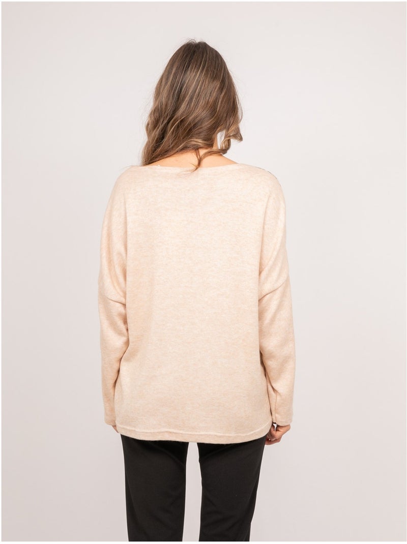Pull oversize motif léopard kenora Beige - Kiabi