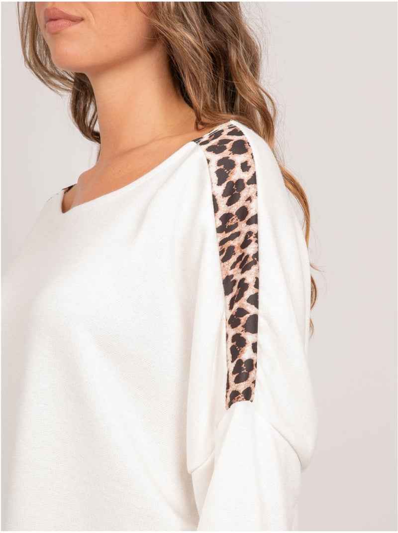 Pull oversize motif léopard kenora Blanc - Kiabi