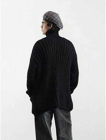 Pull oversize texturé à col roulé avec fermeture boutonnée giesto
