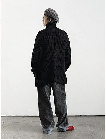 Pull oversize texturé à col roulé avec fermeture boutonnée giesto