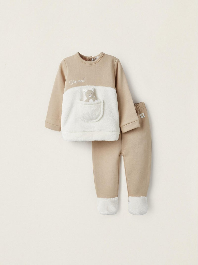 Pull + Pantalon avec Jouet pour Nouveau-Né   AUSTRALIANA Beige clair - Kiabi