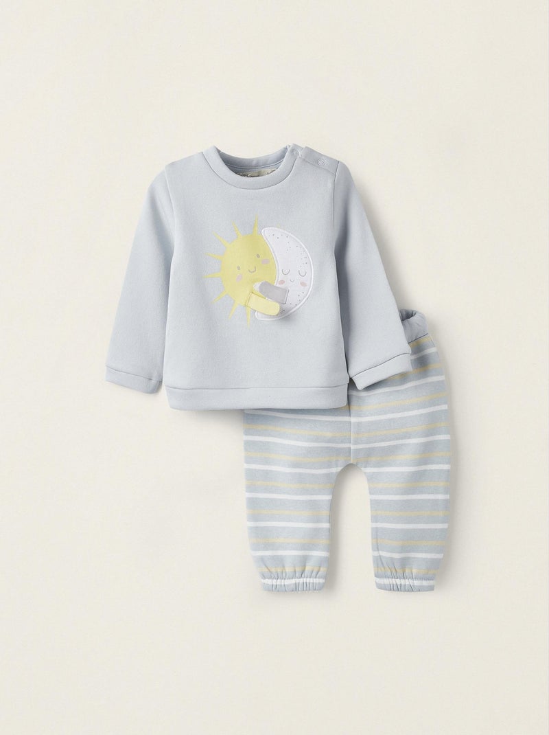 Carolilly Ensemble Bébé Garçon 2 Pièces Sweat + Pantalon Thème Jungle Safari - Anniversaire