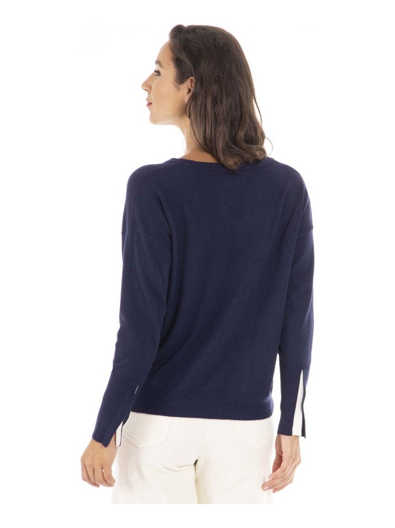 Pull PATTI Marine Pull col v Bleu marine - Kiabi