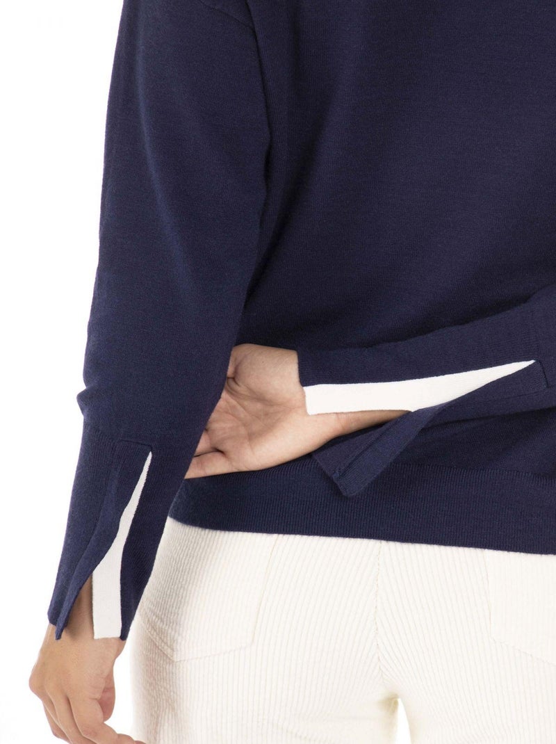 Pull PATTI Marine Pull col v Bleu marine - Kiabi