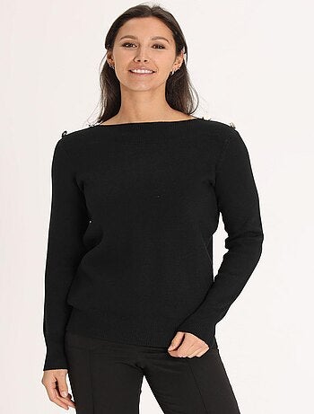 Pull Pelin Black | Gerard Pasquier Avec Col Bateau | Gerard Pasquier