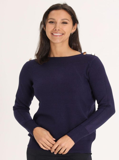 Pull Pelin Navy | Gerard Pasquier Avec Col Bateau | Gerard Pasquier - Kiabi