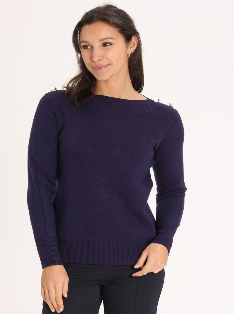 Pull Pelin Navy | Gerard Pasquier Avec Col Bateau | Gerard Pasquier Bleu marine - Kiabi
