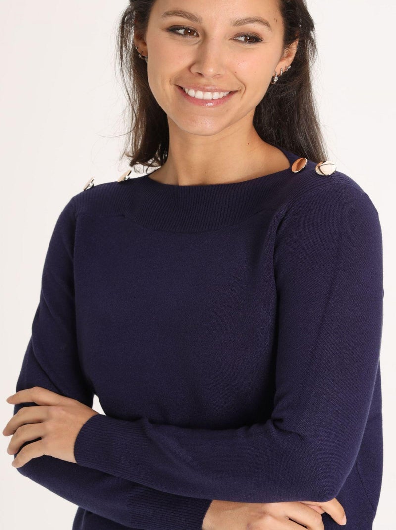 Pull Pelin Navy | Gerard Pasquier Avec Col Bateau | Gerard Pasquier Bleu marine - Kiabi