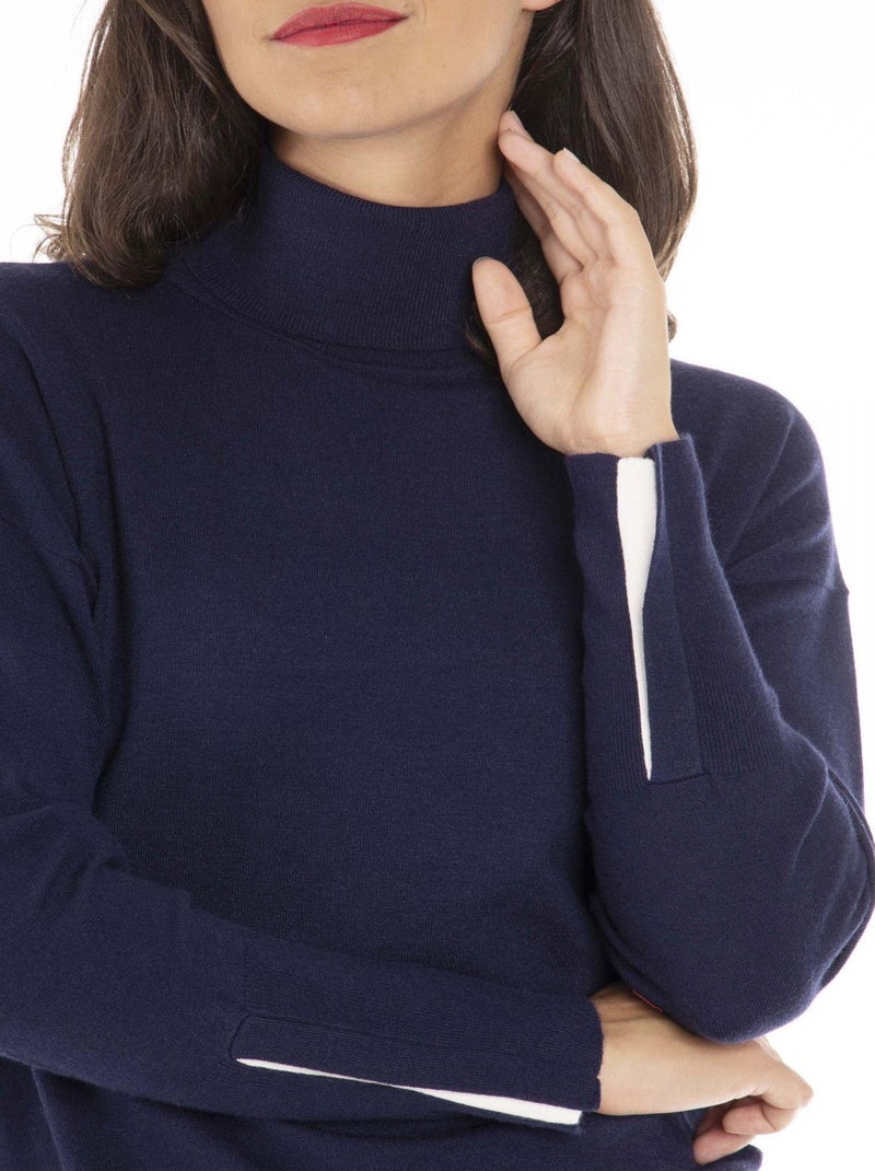 Pull PEMA Marine Pull col roulé Bleu marine - Kiabi