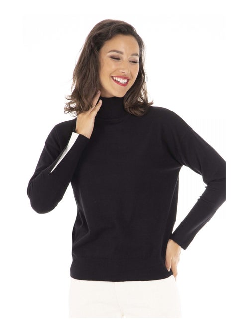 Pull PEMA Noir Pull col roulé - Kiabi