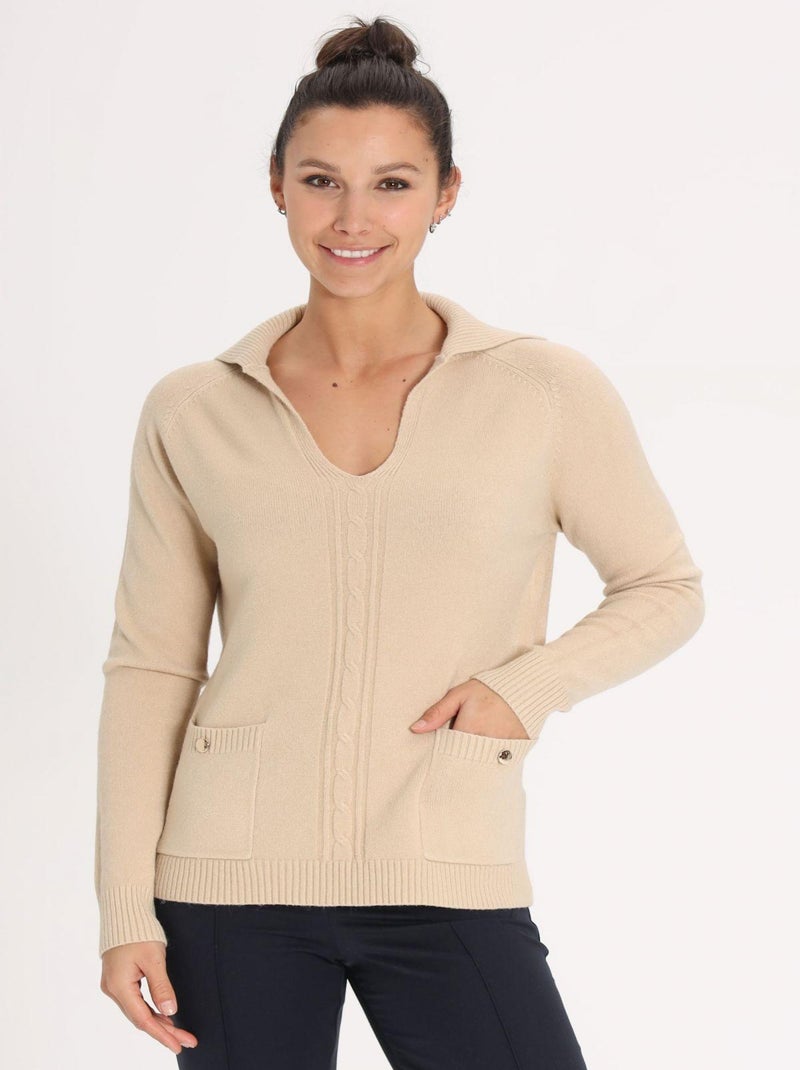 Pull Petal  | Gerard Pasquier Avec Col Fantaisie | Gerard Pasquier Camel - Kiabi