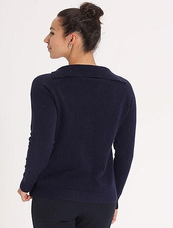 Pull Petal Navy | Gerard Pasquier Avec Col Fantaisie | Gerard Pasquier