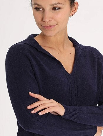 Pull Petal Navy | Gerard Pasquier Avec Col Fantaisie | Gerard Pasquier