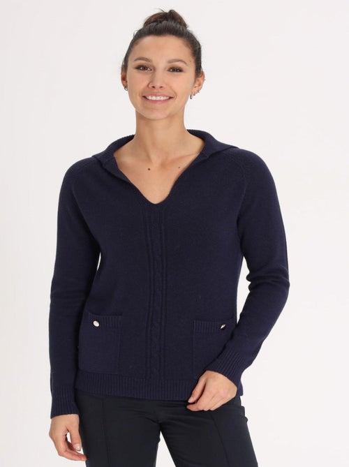 Pull Petal Navy | Gerard Pasquier Avec Col Fantaisie | Gerard Pasquier - Kiabi