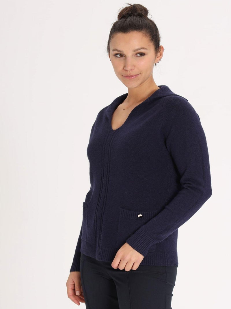 Pull Petal Navy | Gerard Pasquier Avec Col Fantaisie | Gerard Pasquier Bleu marine - Kiabi