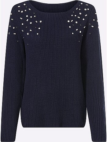 Pull pierres brillantes fantaisie devant - taille standard - helline