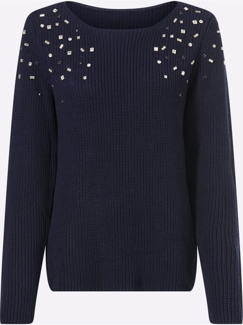 Pull pierres brillantes fantaisie devant - taille standard - helline - Kiabi Pull pierres brillantes fantaisie devant - taille standard - helline - Kiabi