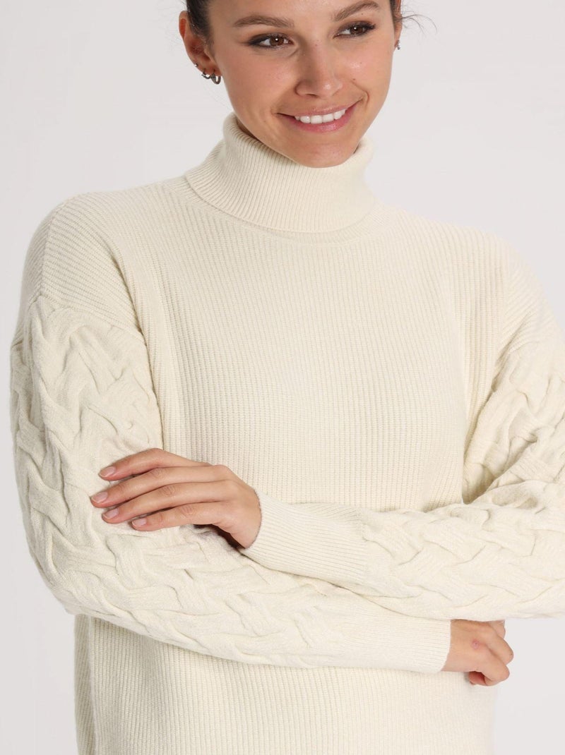 Pull PILOU Ecru Pull roulé Ecru - Kiabi