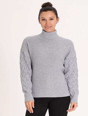 Pull Pilou Mix Grey | Gerard Pasquier Avec Col Roulé | Gerard Pasquier