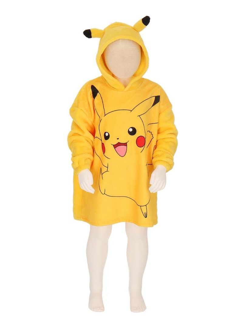 Pull plaid à capuche molletonné Pikachu Pokémon - 100% Polyester