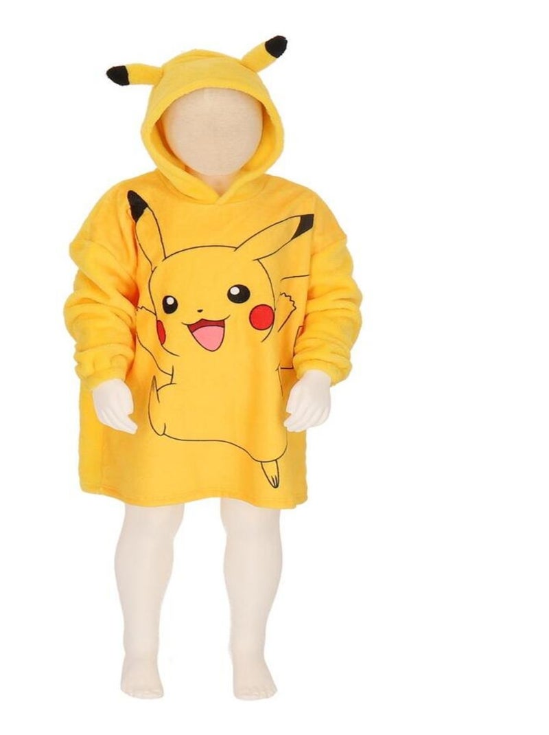 Pull plaid à capuche molletonné Pikachu Pokémon - 100% Polyester Jaune - Kiabi