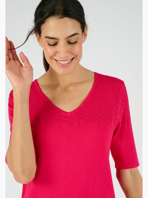 Pull plastron ajouré fantaisie - Damart - Kiabi