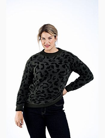 Pull poilu motif léopard PAPRIKA