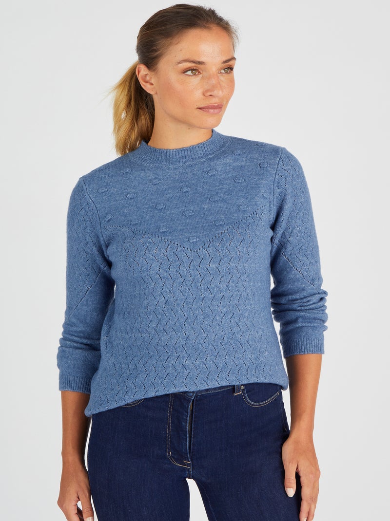 Pull point fantaisie Thermolactyl - Damart Bleu - Kiabi
