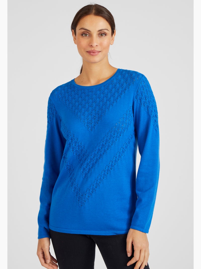 Pull point fantaisie thermolactyl - damart Bleu électrique - Kiabi