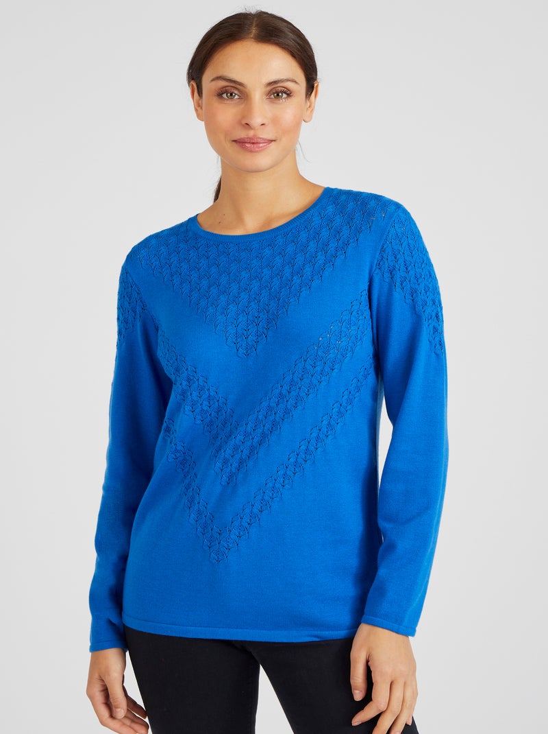 Pull point fantaisie Thermolactyl - Damart Bleu roi - Kiabi