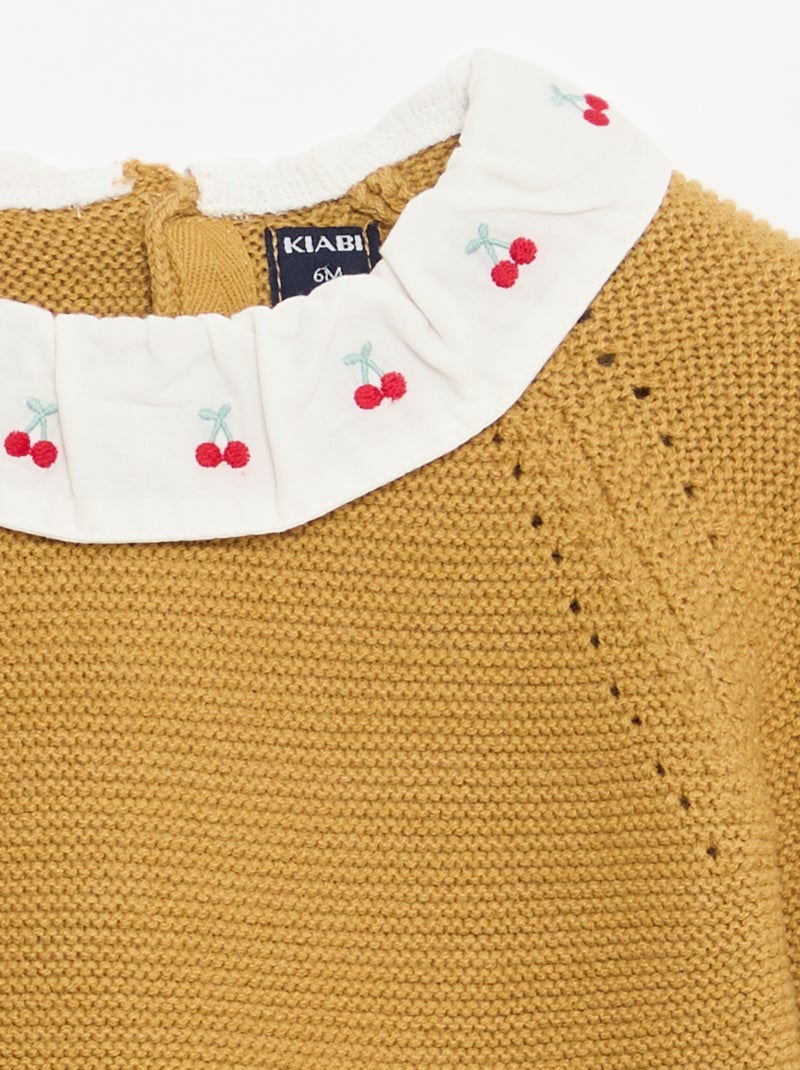 Pull point mousse avec col claudine Jaune - Kiabi