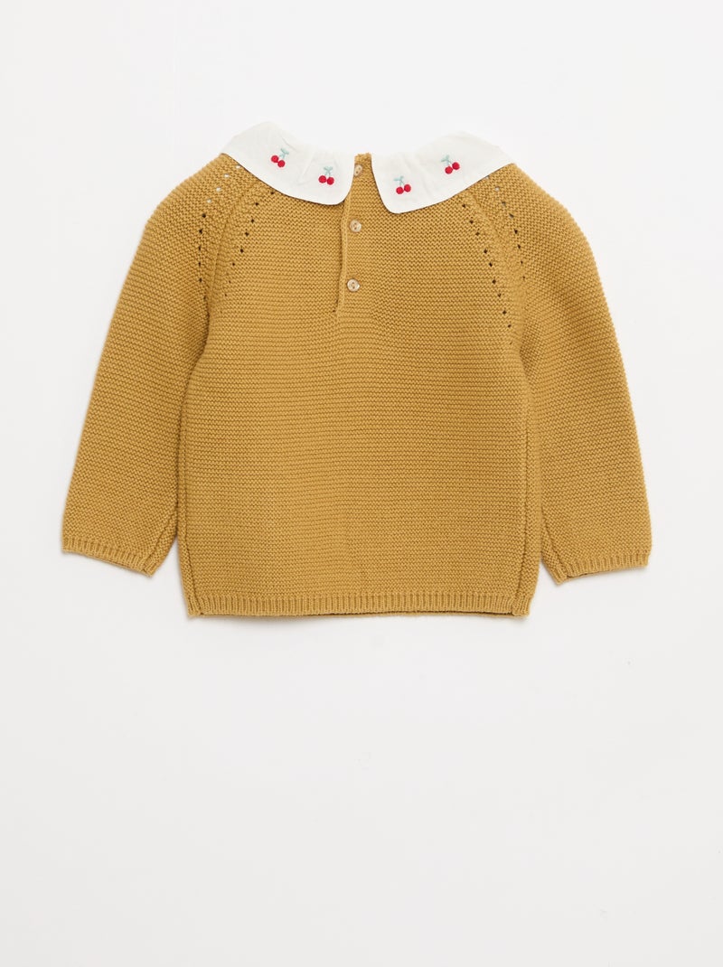 Pull point mousse avec col claudine Jaune - Kiabi
