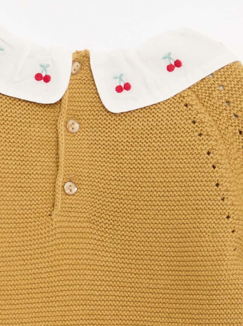 Pull point mousse avec col claudine Jaune - Kiabi