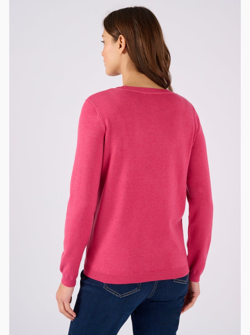 Pull points en relief et jeu d'ajourés - Damart Rose framboise - Kiabi