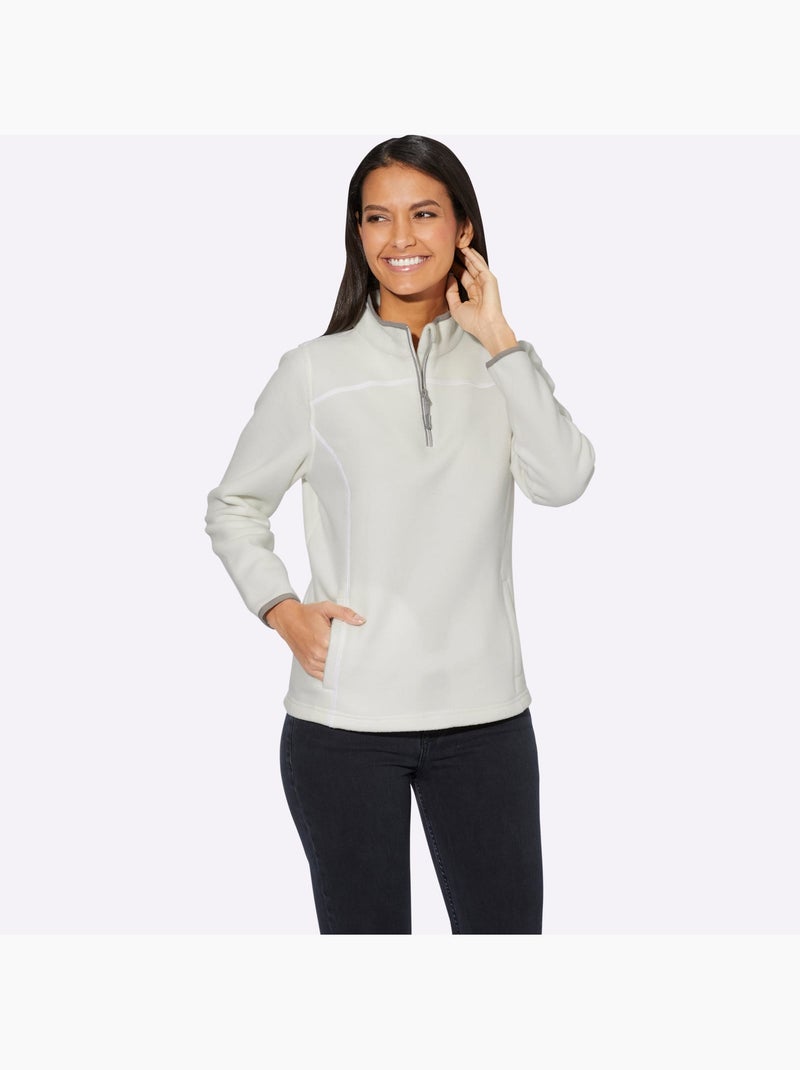 Pull polaire à col montant et glissière courte - taille standard - witt Ecru - Kiabi