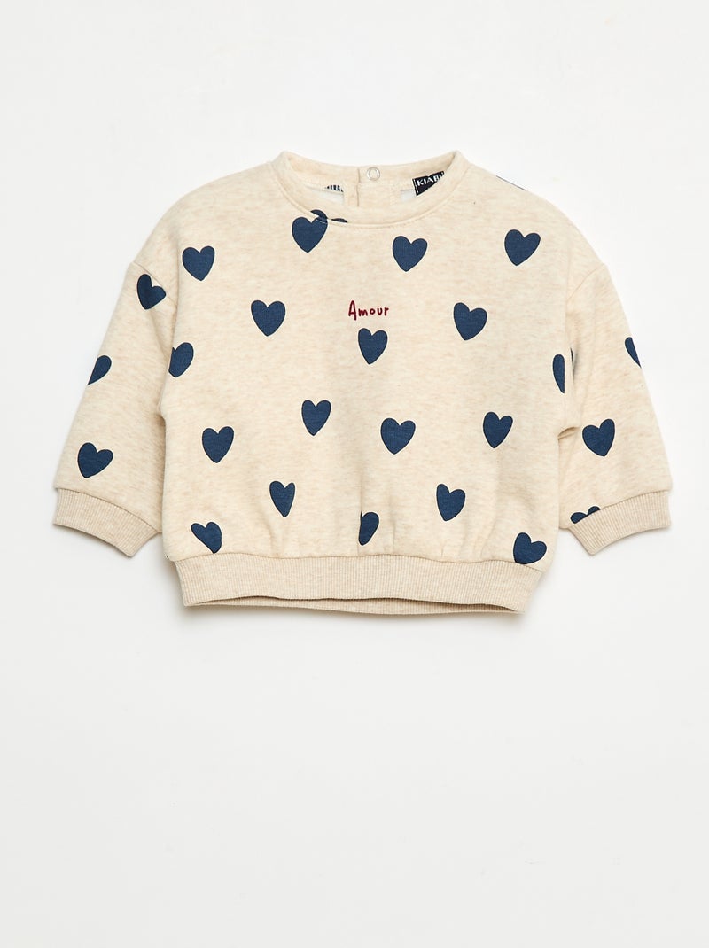 Pull polaire à motif Beige - Kiabi