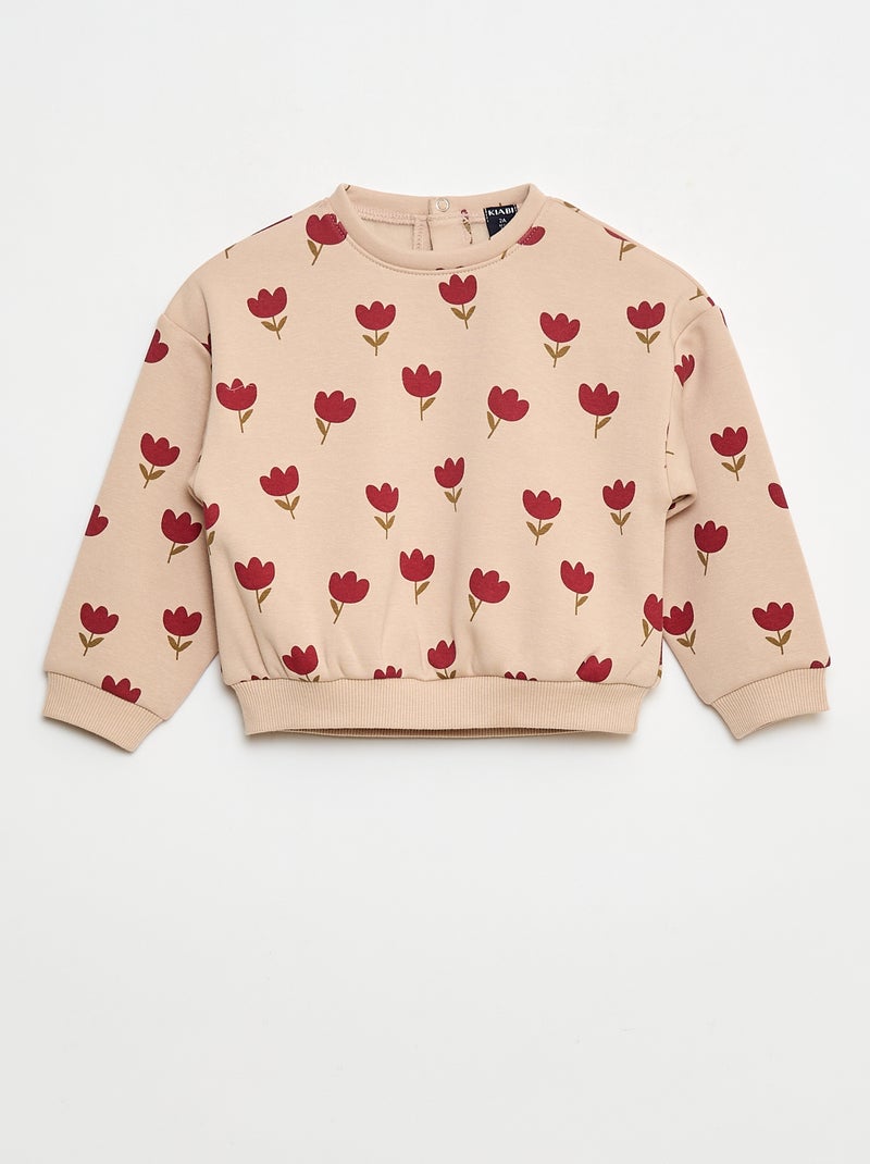 Pull polaire à motif Beige - Kiabi