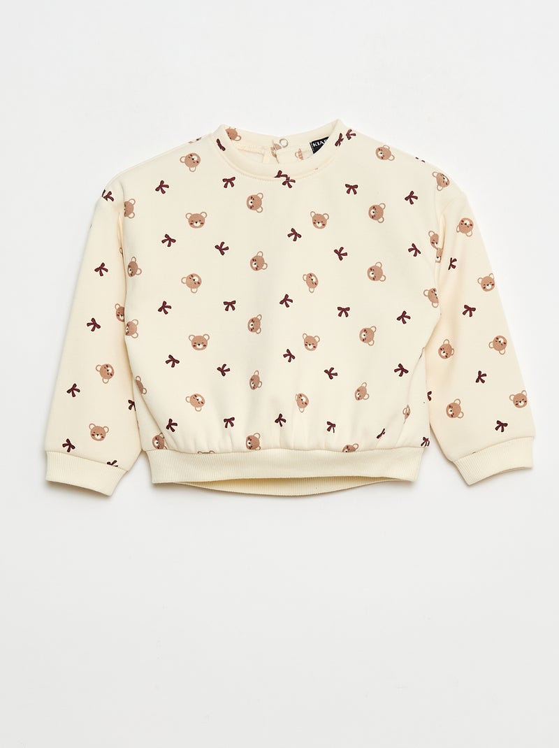 Pull polaire à motif Blanc - Kiabi