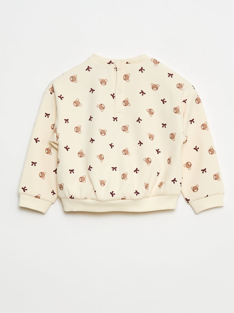 Pull polaire à motif Blanc - Kiabi