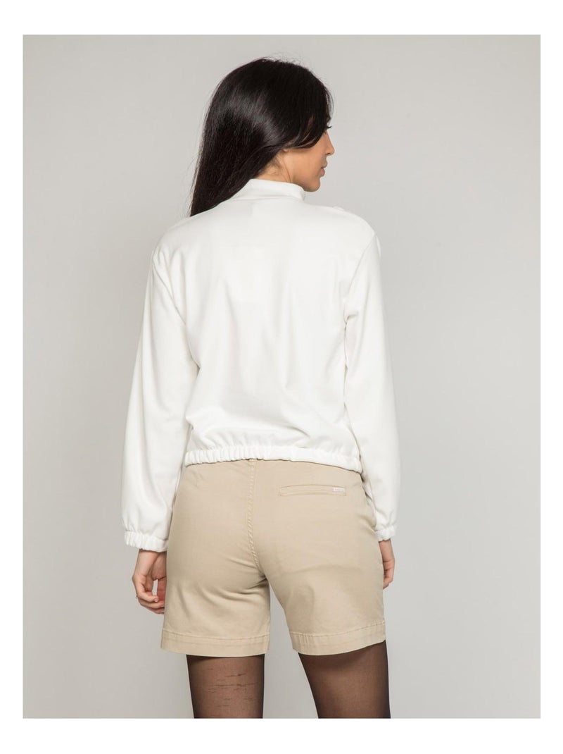 Pull polaire a volants YUKA Blanc - Kiabi