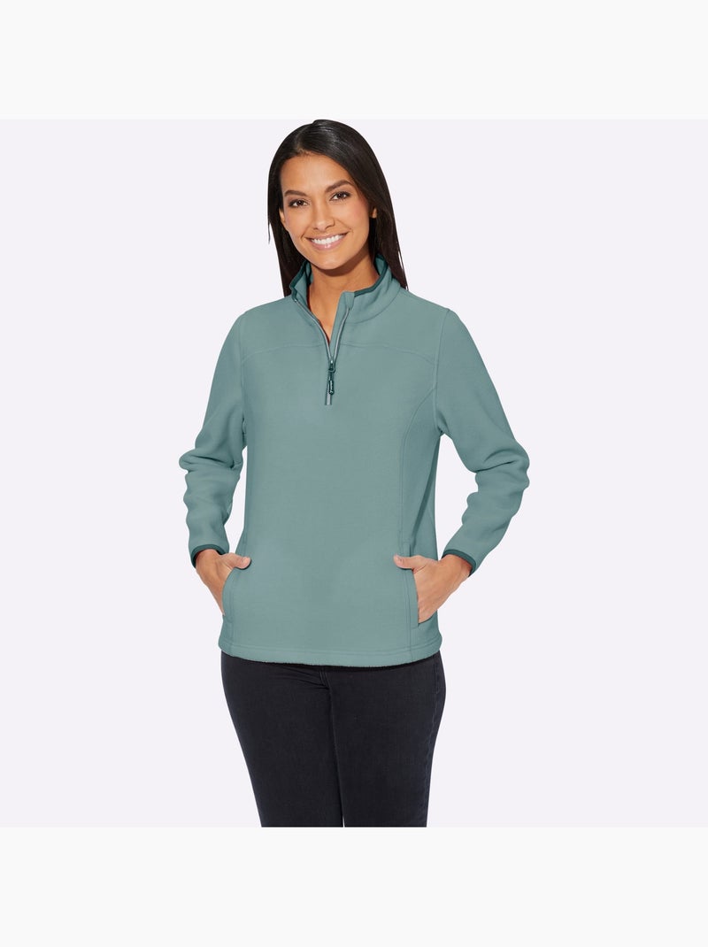 Pull polaire col montant zippé avec manches longues - taille standard - witt Menthe - Kiabi