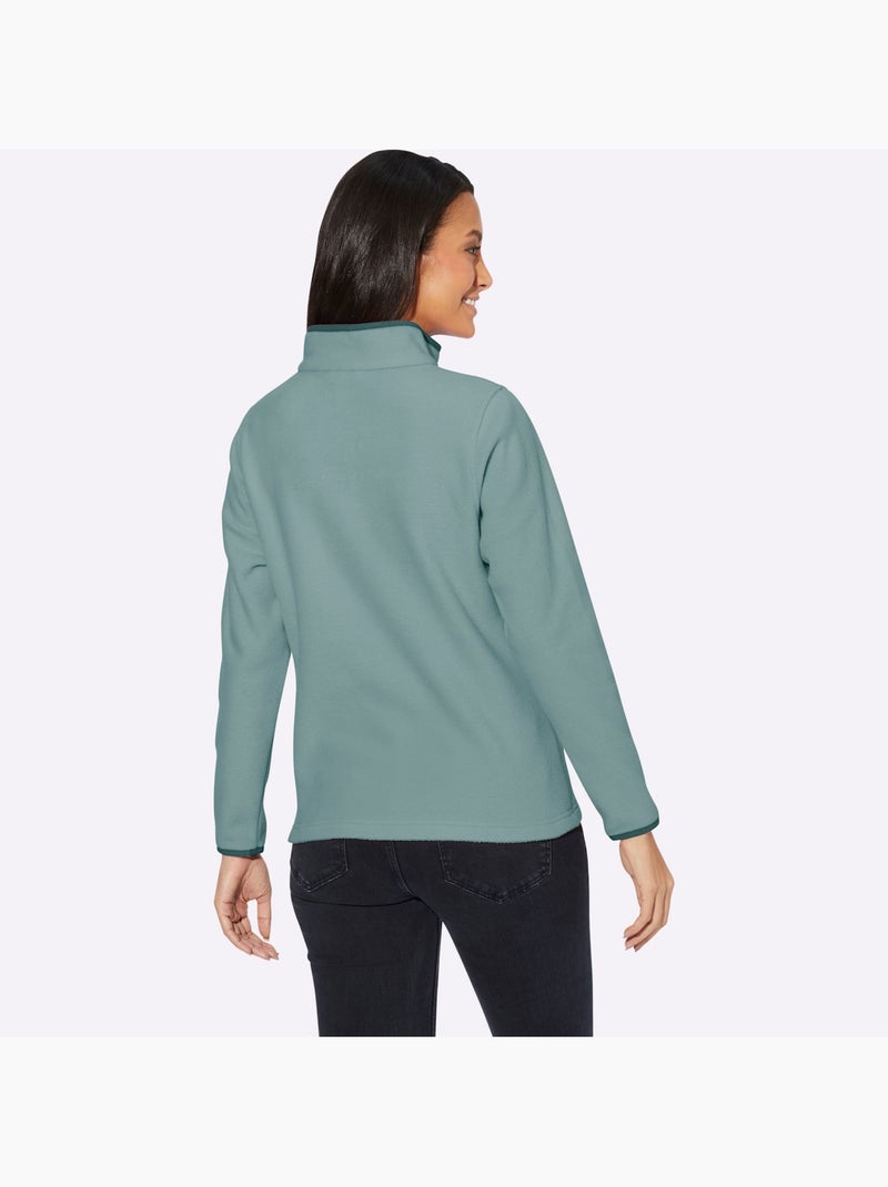 Pull polaire col montant zippé avec manches longues - taille standard - witt Menthe - Kiabi