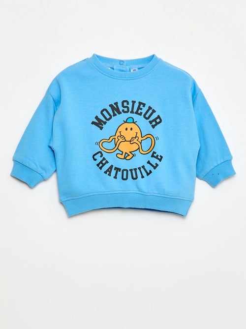 Pull polaire col rond 'Monsieur Madame' en coton - Kiabi