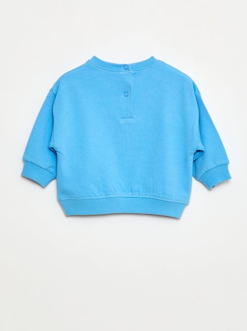 Pull polaire col rond 'Monsieur Madame' en coton - Kiabi