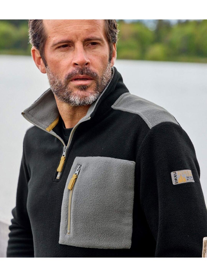 Pull polaire col zippé  - atlas for men Noir - Kiabi