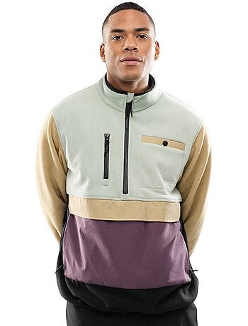Pull polaire demi-zip homme homme vinicunca olive