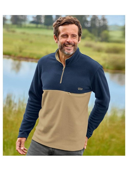 Pull Polaire Zippé Bicolore   - ATLAS FOR MEN - Kiabi