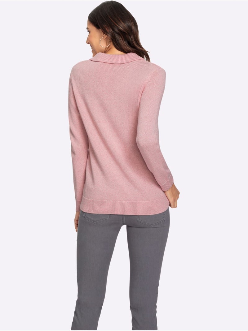 Pull polo 50% coton - taille standard - witt Rose - Kiabi