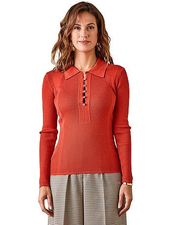Pull polo 50% laine mérinos - DAXON