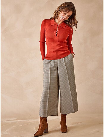 Pull polo 50% laine mérinos - DAXON